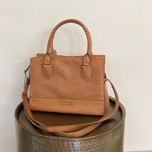 Fossil Leather Trinity Satchel - Camel